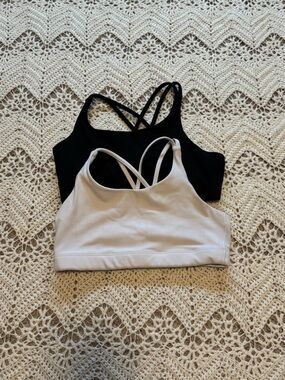 Athleta Girl Double-Strap Sports Bras - Black & White Girl Sports Bra Training